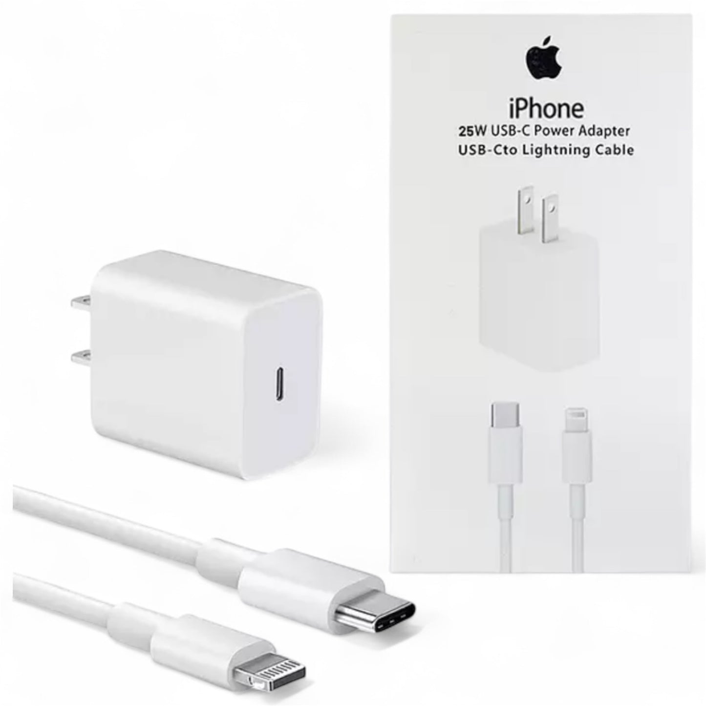 CARGADOR GENÉRICO PARA IPHONE 25W CON CABLE USB-C A LIGHTNING