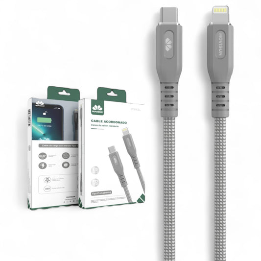 CABLE ACORDONADO METÁLICO Z68 CL TIPO C A LIGHTNING MOVISUN