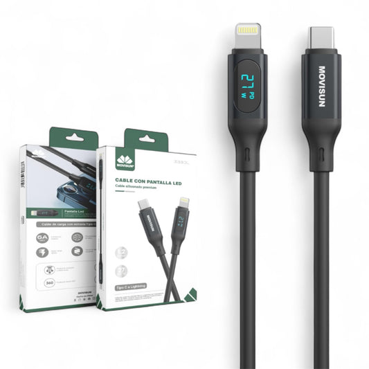 CABLE MOVISUN Z88 CL TIPO C A LIGHTNING 27 W 6 A PANTALLA LED